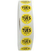 R7502R National Checking Company, 3/4" Removable Trilingual "Tuesday" Day of the Week Sticker Roll, Yellow (2,000/roll)