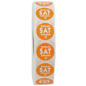 R7506R National Checking Company, 3/4" Removable Trilingual "Saturday" Day of the Week Sticker Roll, Orange (2,000/roll)