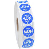 P7501R National Checking Company, 3/4" Permanent Trilingual "Monday" Day of the Week Sticker Roll, Blue (2,000/roll)