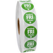 P7505R National Checking Company, 3/4" Permanent Trilingual "Friday" Day of the Week Sticker Roll, Green (2,000/roll)