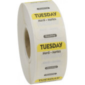 D102R National Checking Company, 1" x 1" Dissolvable Trilingual "Tuesday" Day of the Week Sticker Roll, Yellow (1,000/roll)