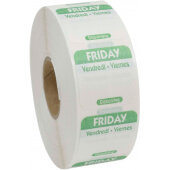 D105R National Checking Company, 1" x 1" Dissolvable Trilingual "Friday" Day of the Week Sticker Roll, Green (1,000/roll)