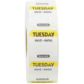 R102R National Checking Company, 1" x 1" Removable Trilingual "Tuesday" Day of the Week Sticker Roll, Yellow (1,000/roll)