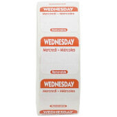 R103R National Checking Company, 1" x 1" Removable Trilingual "Wednesday" Day of the Week Sticker Roll, Red (1,000/roll)