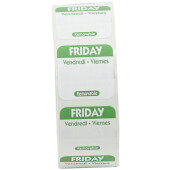 R105R National Checking Company, 1" x 1" Removable Trilingual "Friday" Day of the Week Sticker Roll, Green (1,000/roll)