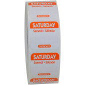 P106R National Checking Company, 1" x 1" Permanent Trilingual "Saturday" Day of the Week Sticker Roll, Orange (1,000/roll)