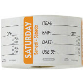 RIDU2306R National Checking Company, 3" x 2" Removable Trilingual "Saturday" Item/Date/Use-By Label Roll, Orange (500/roll)