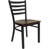 LVLO-0002 LiVello, Indoor Steel Ladder Back Restaurant Chair w/ Mahogany Wood Seat