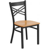 LVLO-270061 LiVello, Indoor Steel Cross Back Restaurant Chair w/ Natural Wood Seat