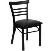 LVLO-0502 LiVello, Indoor Steel Ladder Back Restaurant Chair w/ Black Vinyl Seat