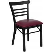 LVLO-2502 LiVello, Indoor Steel Ladder Back Restaurant Chair w/ Burgundy Vinyl Seat