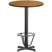 LVLO-028512 LiVello, 30" Round Indoor Melamine Bar Height Table w/ Natural Wood Laminate Finish
