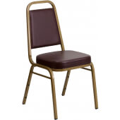 LVLO-2031 LiVello, Hercules Stackable Indoor Steel Banquet Chair, Brown w/ Gold Frame