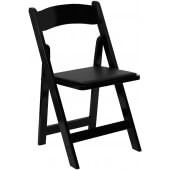 LVLO-1612 LiVello, Hercules Indoor / Outdoor Wood Folding Chair w/ Vinyl Seat, Black