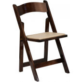 LVLO-807271 LiVello, Hercules Indoor / Outdoor Wood Folding Chair w/ Vinyl Seat, Fruitwood