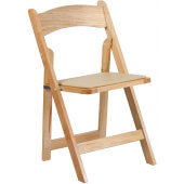 LVLO-0612 LiVello, Hercules Indoor / Outdoor Wood Folding Chair w/ Vinyl Seat, Natural Wood