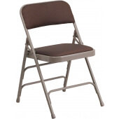 LVLO-43812 LiVello, Hercules Indoor Metal Folding Chair w/ Padded Fabric Seat, Brown