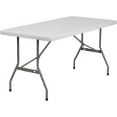 LVLO-3385 LiVello, 60" x 30" Indoor / Outdoor Plastic Folding Table, Granite White