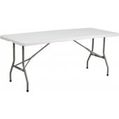 LVLO-55722 LiVello, 72" x 30" Indoor / Outdoor Bi-Fold Plastic Folding Table, Granite White