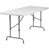 LVLO-7739 LiVello, 72" x 30" Indoor / Outdoor Adjustable Plastic Folding Table, Granite White