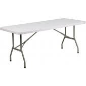 LVLO-7141 LiVello, 72" x 30" Indoor / Outdoor Plastic Folding Table, Granite White
