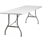 LVLO-8445 LiVello, 96" x 30" Indoor / Outdoor Plastic Folding Table, Granite White