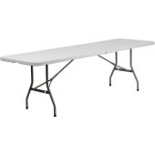 LVLO-5998 LiVello, 96" x 30" Indoor / Outdoor Bi-Fold Plastic Folding Table, Granite White