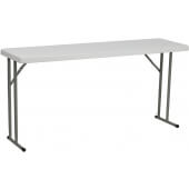 LVLO-1498 LiVello, 60" x 18" Indoor / Outdoor Plastic Folding Table, Granite White