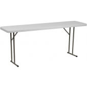 LVLO-7745 LiVello, 72" x 18" Indoor / Outdoor Plastic Folding Table, Granite White