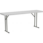 LVLO-0831 LiVello, 72" x 18" Indoor / Outdoor Plastic Folding Table, Granite White