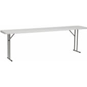 LVLO-7445 LiVello, 96" x 18" Indoor / Outdoor Plastic Folding Table, Granite White