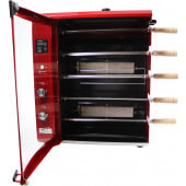 BG-05LXK RED Skyfood, Brazilian Flame Portable Outdoor Gas Rotisserie Grill w/ 5 Skewers, Red