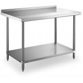 SWWTS-2472-2R-318 Steelworks, 72" x 24" Stainless Steel Work Table w/ Undershelf & Backsplash