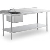 SWSTM-3048WS-L-316 Steelworks, 48" x 30" Stainless Steel Work Table Prep Sink w/ Faucet