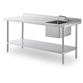 SWSTM-3048WS-R-316 Steelworks, 48" x 30" Stainless Steel Work Table Prep Sink w/ Faucet
