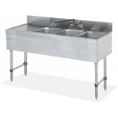 SWBAR3B48-L Steelworks, 48" Three Compartment Underbar Dump Sink, Stainless Steel