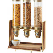 3720-46 Cal-Mil, Triple 4.5L Mid Century Countertop Cereal Dispenser, Walnut / Brass Finish