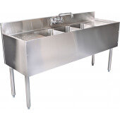C-TSA-84 Choice by Glastender, 84" x 19" Three Compartment Underbar Hand Sink w/ 24" Drainboards