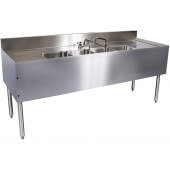 C-FSB-72 Choice by Glastender, 72" x 24" Four Compartment Underbar Hand Sink w/ 12" Drainboards