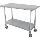 MSLAG-306C Advance Tabco, 72" x 30" Stainless Steel Mobile Work Table w/ Undershelf