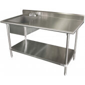 KLAG-11B-305L Advance Tabco, 60" x 30" Stainless Steel Work Table Prep Station w/ Sink