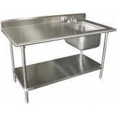 KMS-11B-304R Advance Tabco, 48" x 30" Stainless Steel Work Table Prep Station w/ Sink