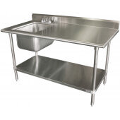 KMS-11B-305L Advance Tabco, 60" x 30" Stainless Steel Work Table Prep Station w/ Sink