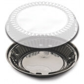 J40-1 D&W Fine Pack, 9" Plastic Low Dome Pie Container, Black (160/case)