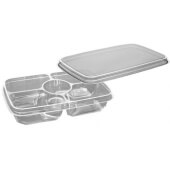 1141 D&W Fine Pack, 11" x 7" 5-Compartment Plastic Deli Fruit Tray w/ Lid, Clear (100/case)