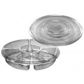 1104 D&W Fine Pack, 13 1/4" 5-Compartment Plastic Deli Fruit Tray w/ Lid, Clear (50/case)