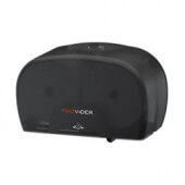 PRO-JJ1000 PROvider by WPI, Side by Side Double Roll Toilet Tissue Dispenser, Transparent Black