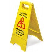 24415 Omcan USA, 24" Yellow Double Sided Wet Floor Sign, English/French