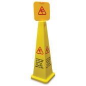24417 Omcan USA, 35 1/2" Yellow 4-Sided Wet Floor Sign, English/French