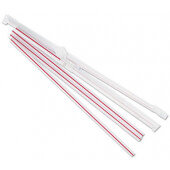 BWKJSTW775S24 Boardwalk, 7 3/4" Individually Wrapped Polypropylene Jumbo Straws, Red w/ White Stripe (10,000/case)